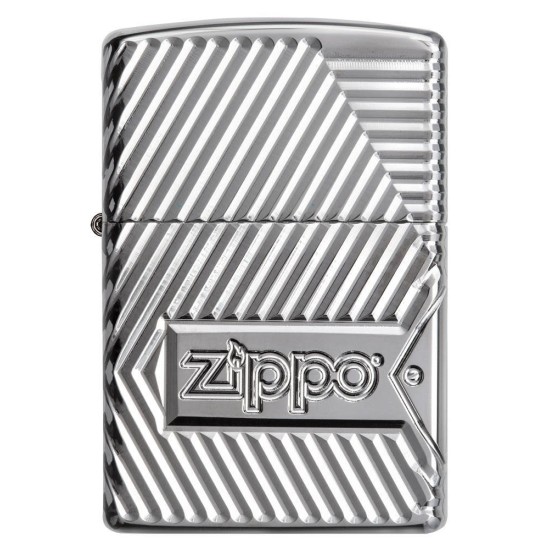 Zippo Bolts Design Armor High Polish Chrome Windproof Pocket Lighter, 29672