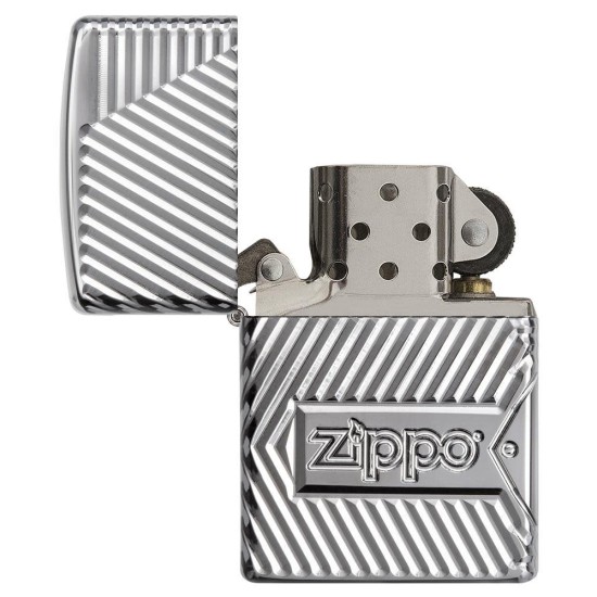 Zippo Bolts Design Armor High Polish Chrome Windproof Pocket Lighter, 29672