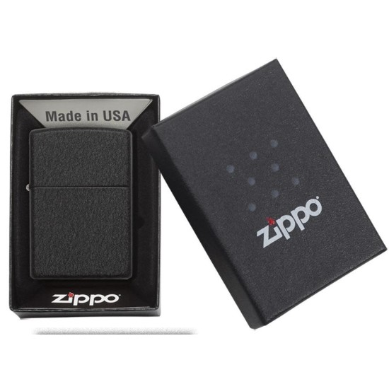 Zippo Classic Black Crackle, Black Matte Windproof Pocket Lighter, 236