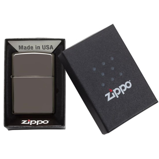 Zippo Classic Black Ice, Sleek Black Finish Windproof Pocket Lighter, 150