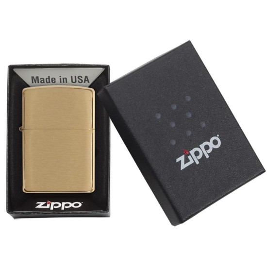 Zippo Classic Brushed Brass Windproof Pocket Lighter, 204B