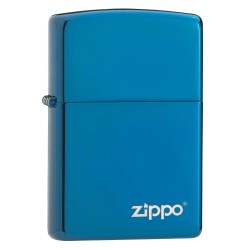 Zippo Classic High Polish Blue Zippo Logo Windproof Pocket Lighter, 20446ZL