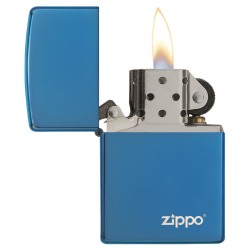 Zippo Classic High Polish Blue Zippo Logo Windproof Pocket Lighter, 20446ZL