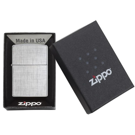 Zippo Linen Weave, Classic Brushed Chrome Windproof Pocket Lighter, 28181