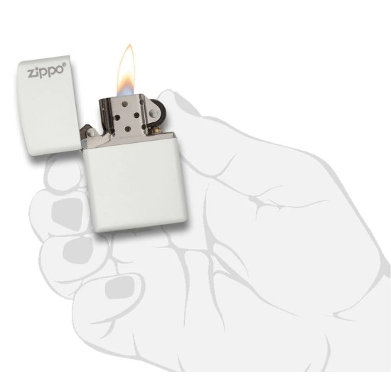 Zippo Classic White Matte Zippo Logo Windproof Pocket Lighter, 214ZL