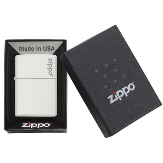 Zippo Classic White Matte Zippo Logo Windproof Pocket Lighter, 214ZL