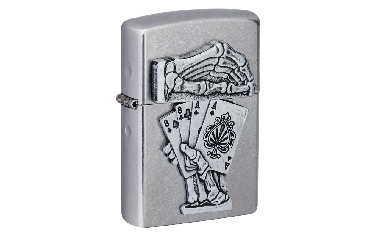 Zippo Dead Mans Hand Black Matte Lighter - Poker Design Pocket Lighter