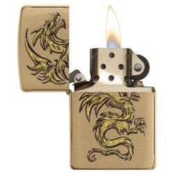 Zippo Dragon Design Classic Brushed Brass Windproof Pocket Lighter, 29725