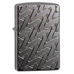 Zippo Geometric Weave Design Armor Black Ice Windproof Pocket Lighter, 49173