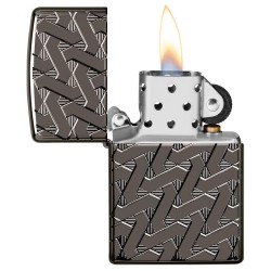 Zippo Geometric Weave Design Armor Black Ice Windproof Pocket Lighter, 49173