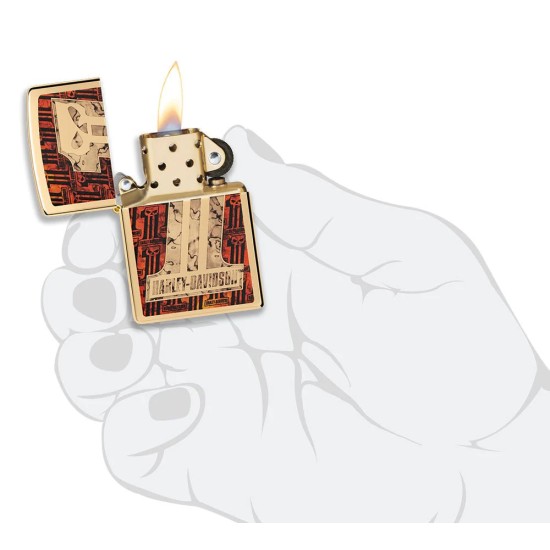 Zippo Harley-Davidson Classic High Polish Brass Windproof Pocket Lighter, 48361