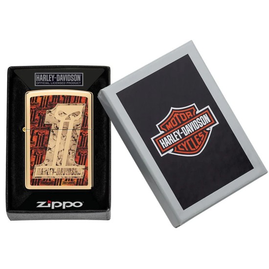Zippo Harley-Davidson Classic High Polish Brass Windproof Pocket Lighter, 48361