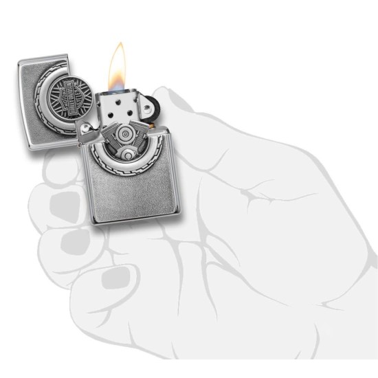 Zippo Harley-Davidson Classic Street Chrome Windproof Pocket Lighter, 49175