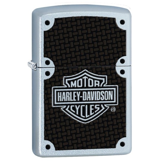 Zippo Harley Davidson Carbon Fiber, Satin Chrome Windproof Pocket Lighter, 24025