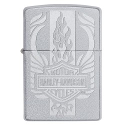 Zippo Harley-Davidson Shield Logo, Classic Satin Chrome Windproof Pocket Lighter, 49660