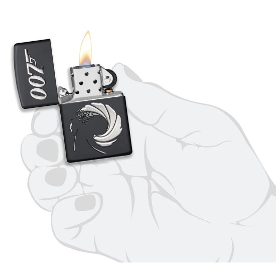 Zippo James Bond 007 Classic Black Matte Windproof Pocket Lighter, 49329
