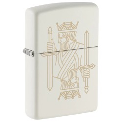 Zippo King Queen Design Classic White Matte Windproof Pocket Lighter, 49847