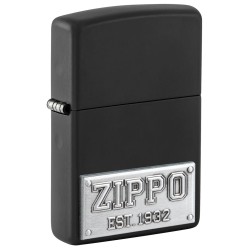 Zippo License Plate Classic Black Matte Windproof Pocket Lighter, 48689