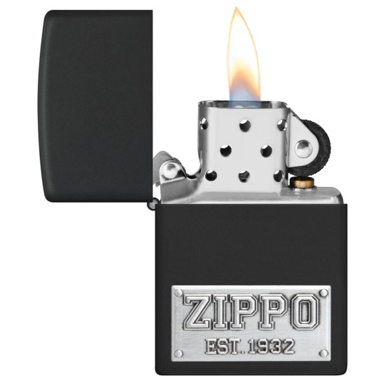 Zippo License Plate Classic Black Matte Windproof Pocket Lighter, 48689