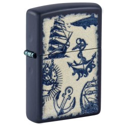 Zippo Nautical Design Classic Navy Matte Windproof Pocket Lighter, 49774