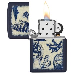 Zippo Nautical Design Classic Navy Matte Windproof Pocket Lighter, 49774