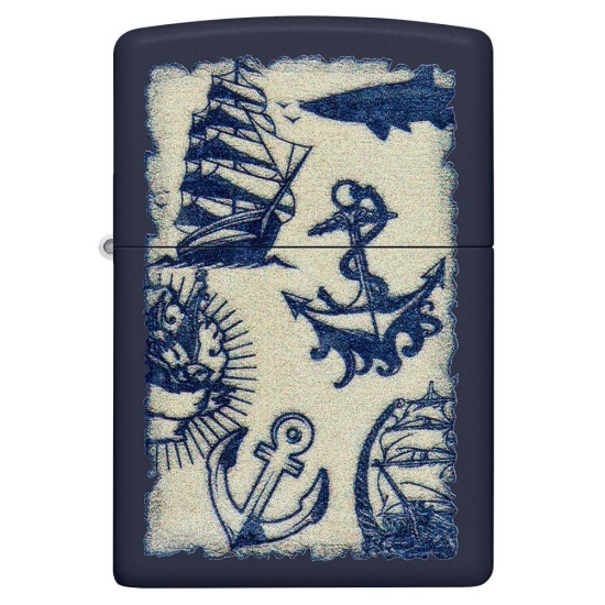 Zippo Nautical Design Classic Navy Matte Windproof Pocket Lighter, 49774