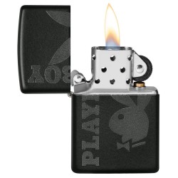 Zippo Playboy Bunny Logo Classic Black Matte Windproof Pocket Lighter, 49342