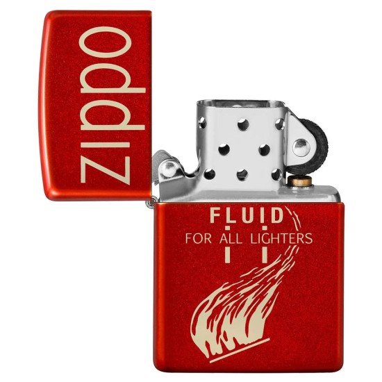 Zippo Retro Design Classic Metallic Red Windproof Pocket Lighter, 49586