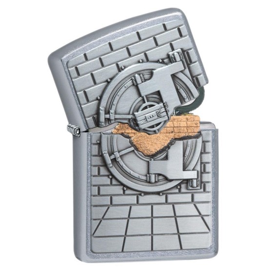 Zippo Safe With Gold Cash Surprise Classic Street Chrome Windproof Pocket Lighter, 29555