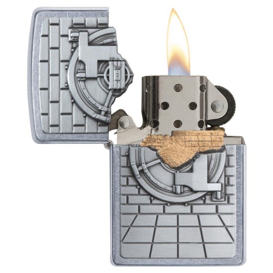 Zippo Safe With Gold Cash Surprise Classic Street Chrome Windproof Pocket Lighter, 29555