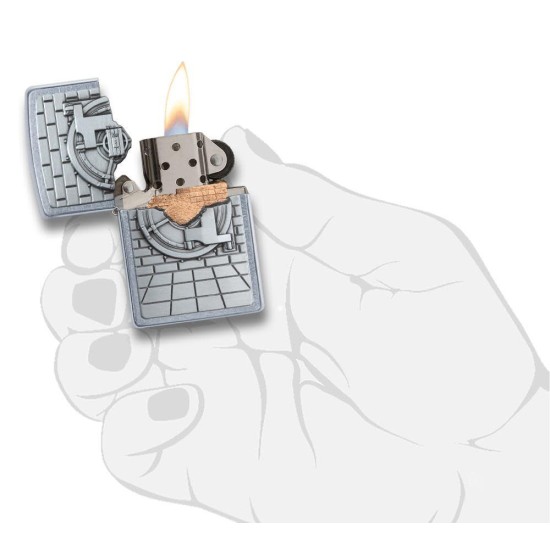 Zippo Safe With Gold Cash Surprise Classic Street Chrome Windproof Pocket Lighter, 29555