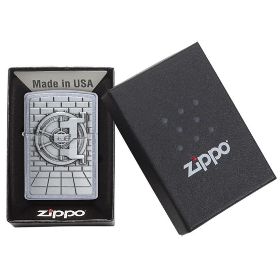 Zippo Safe With Gold Cash Surprise Classic Street Chrome Windproof Pocket Lighter, 29555