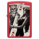 Zippo Skull King Queen Beauty Classic Red Matte Windproof Pocket Lighter, 48624