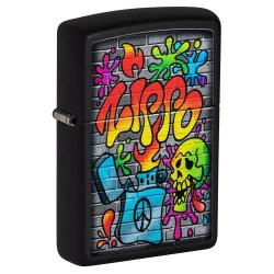 Zippo Street Art Design Classic Black Matte Windproof Pocket Lighter, 49605