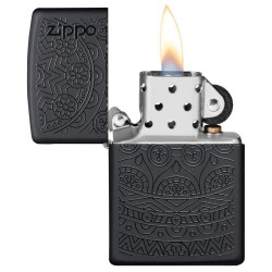 Zippo Tone On Tone Design Classic Black Matte Windproof Pocket Lighter, 29989