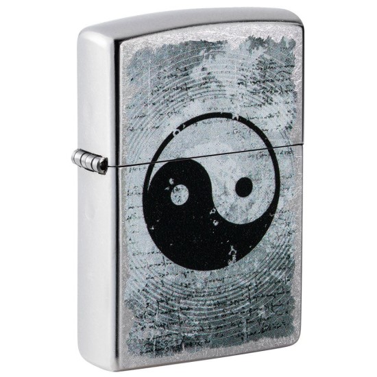 Zippo Yin Yang Design Classic Street Chrome Windproof Pocket Lighter, 49772