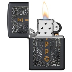 Zippo Design Classic Black Matte Windproof Pocket Lighter, 49535