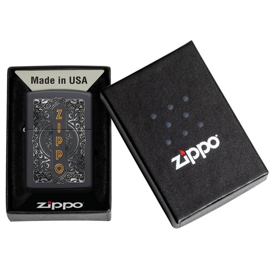 Zippo Design Classic Black Matte Windproof Pocket Lighter, 49535