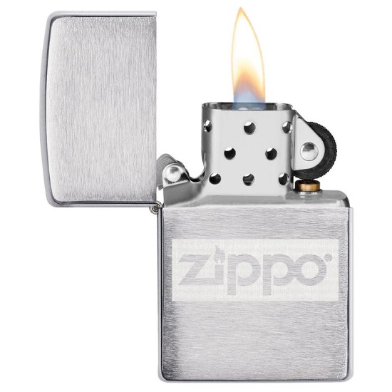 Zippo Flask & Lighter Gift Set, Brushed Chrome Finish Windproof Pocket Lighter, 49358